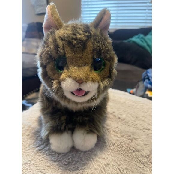 Cuddle Barn Lil Bub Tabby Cat Kitten Kitty Big Green Eyes Plush Stuffed Toy 18" - Picture 12 of 13